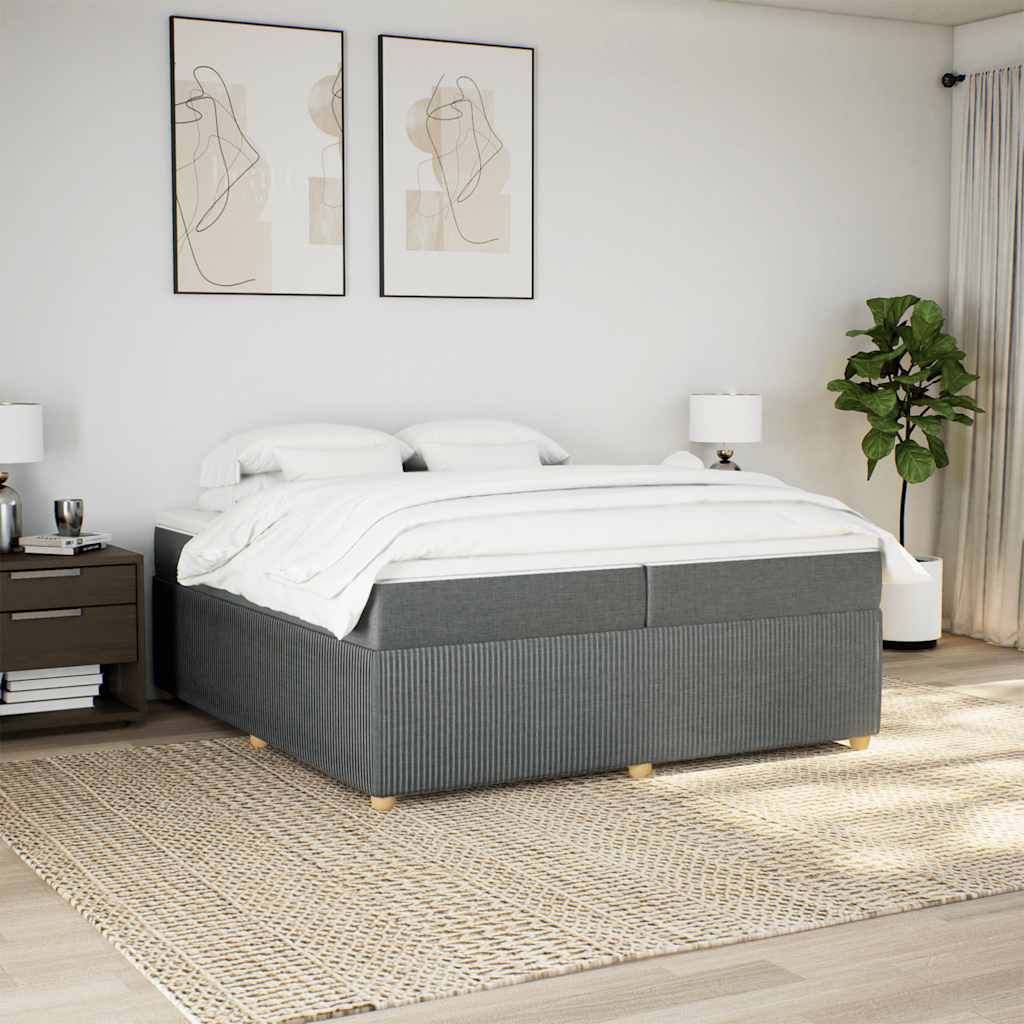 Cama com molas/colchão 200x200 cm tecido cinzento-escuro