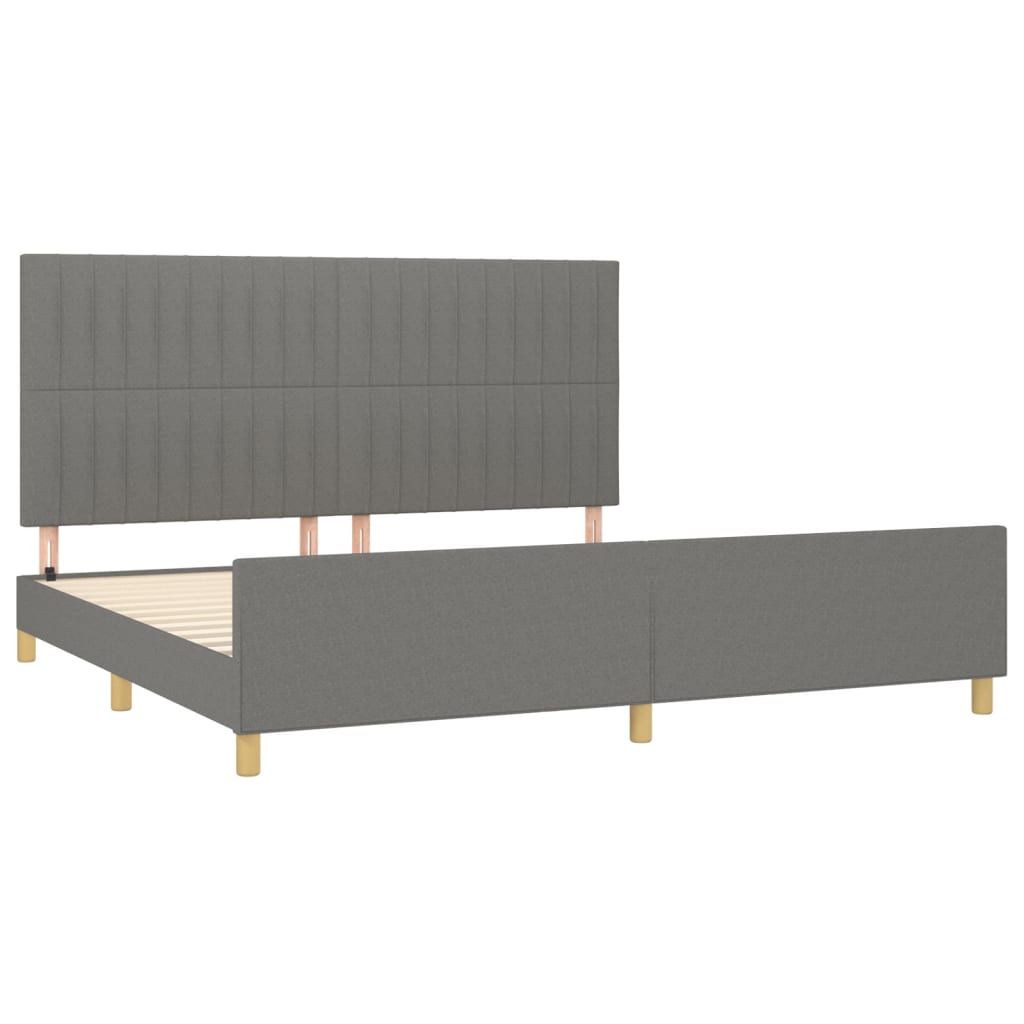 Estrutura de cama sem colchão 200x200 cm tecido cinzento-escuro