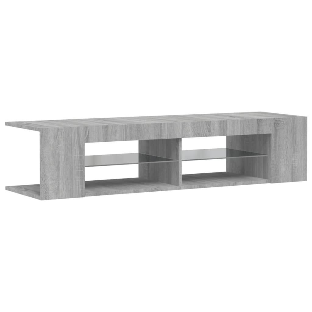Móvel de TV com luzes LED 135x39x30 cm cinzento sonoma