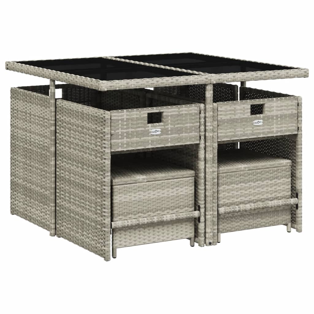 9 Pcs conjunto de jantar p/ jardim c/ almofadões cinzento claro