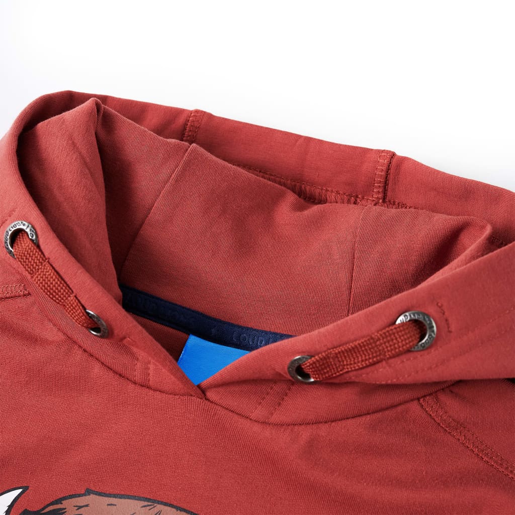Sweatshirt infantil com capuz vermelho-queimado 104