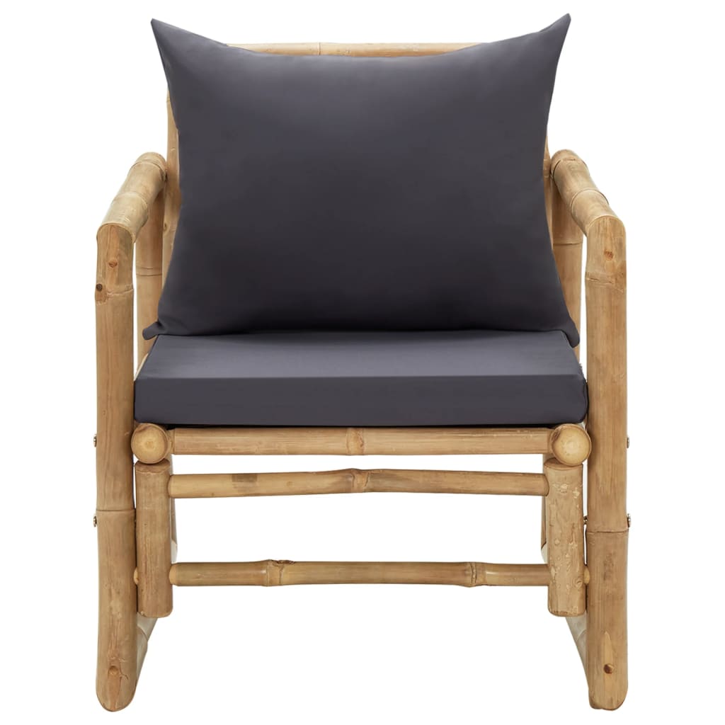 Cadeiras de jardim c/ almofadões 2 pcs bambu
