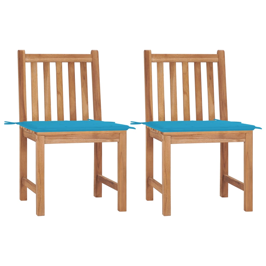 Cadeiras de jardim c/ almofadões 2 pcs teca maciça