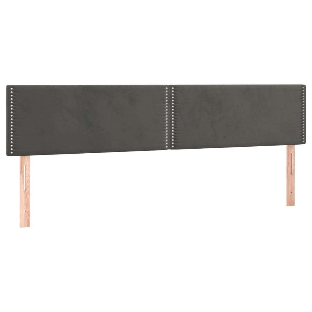 Cabeceira de cama c/luzes LED veludo 160x5x78/88cm cinza-escuro
