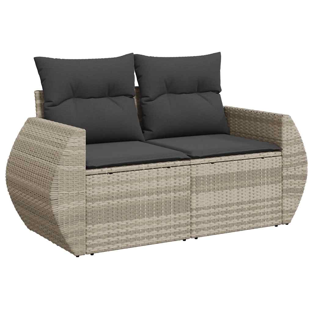 11 Pcs conjunto sofás de jardim c/ almofadões vime PE cinzento