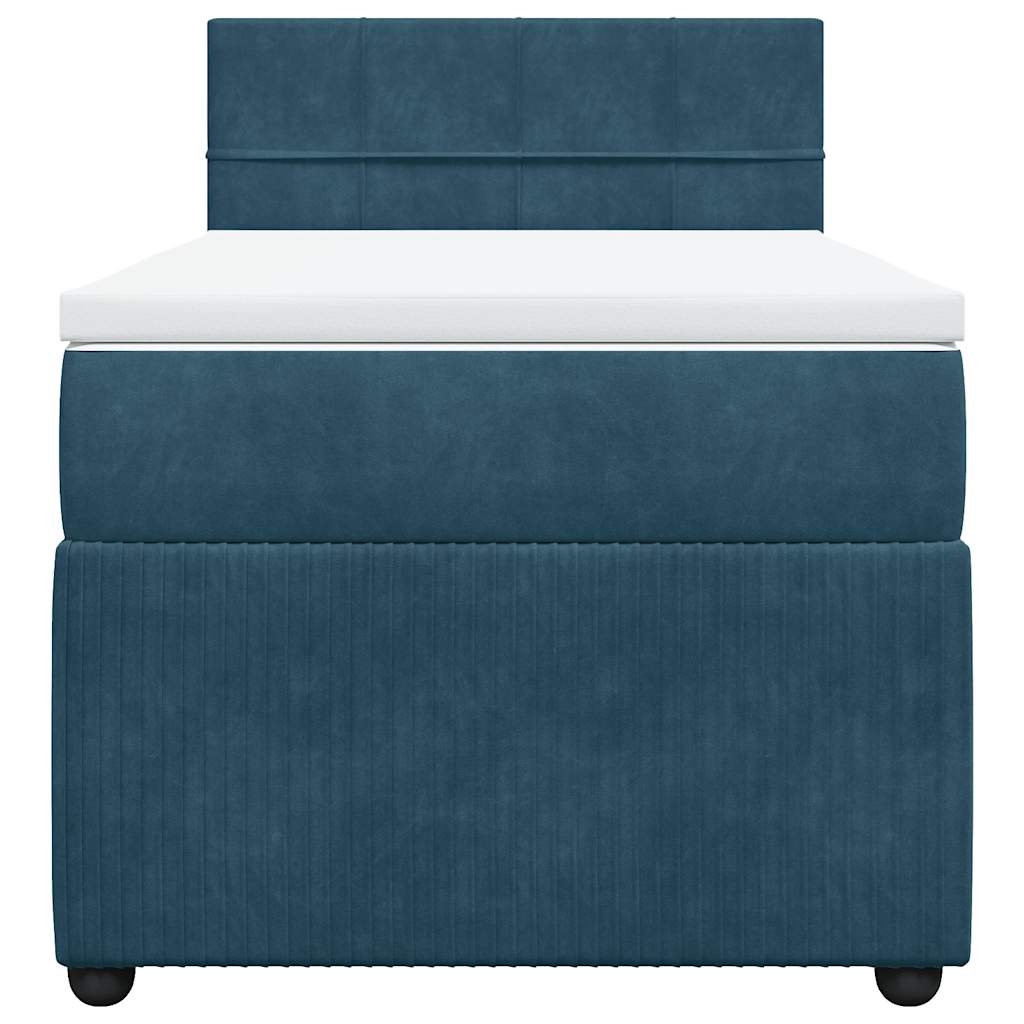Cama boxspring com colchão 90x200 cm veludo azul