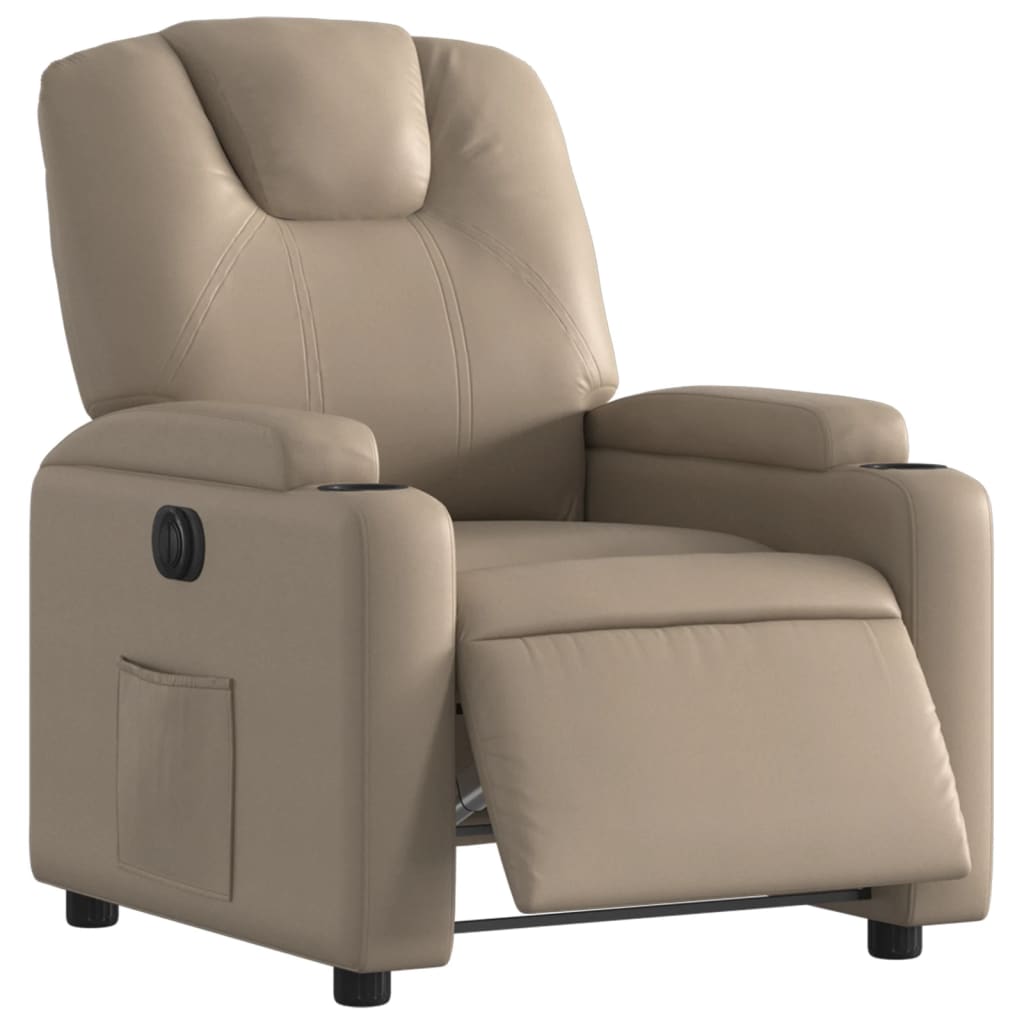 Poltrona reclinável elétrica couro artificial cor cappuccino