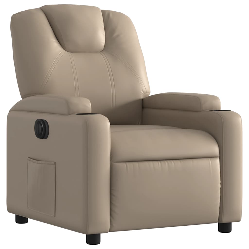 Poltrona reclinável elétrica couro artificial cor cappuccino