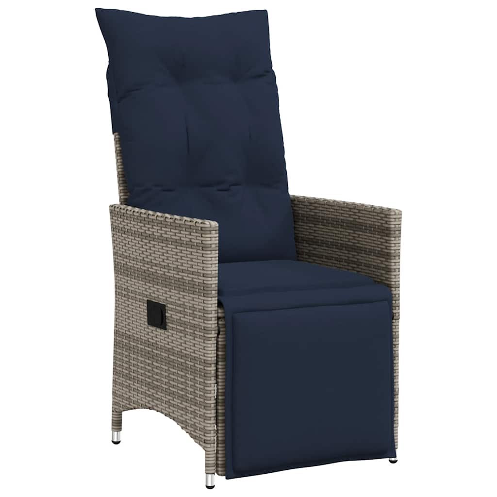 Conjunto bistro de 3 peças com almofadas em rattan sintético cinza