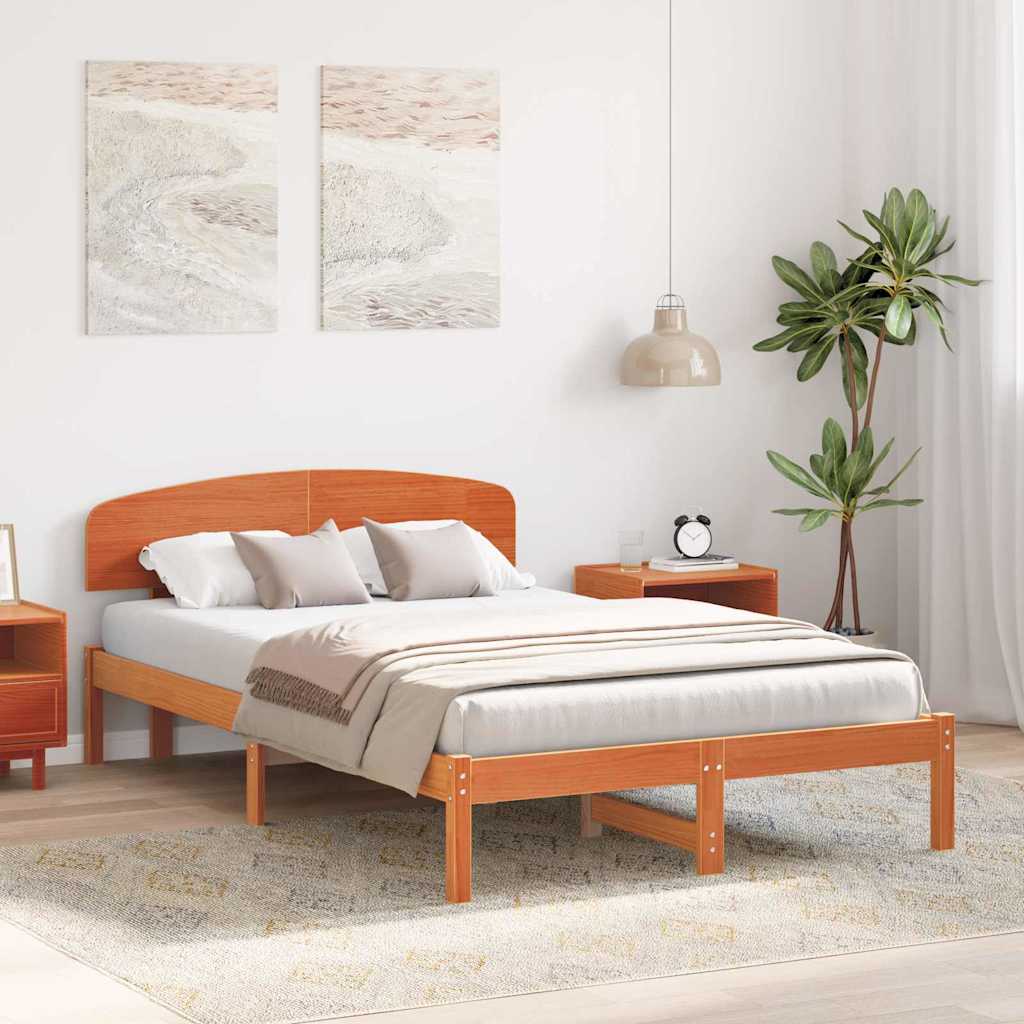 Estrutura da cama com cabeceira marrom cera 140 x 190 cm