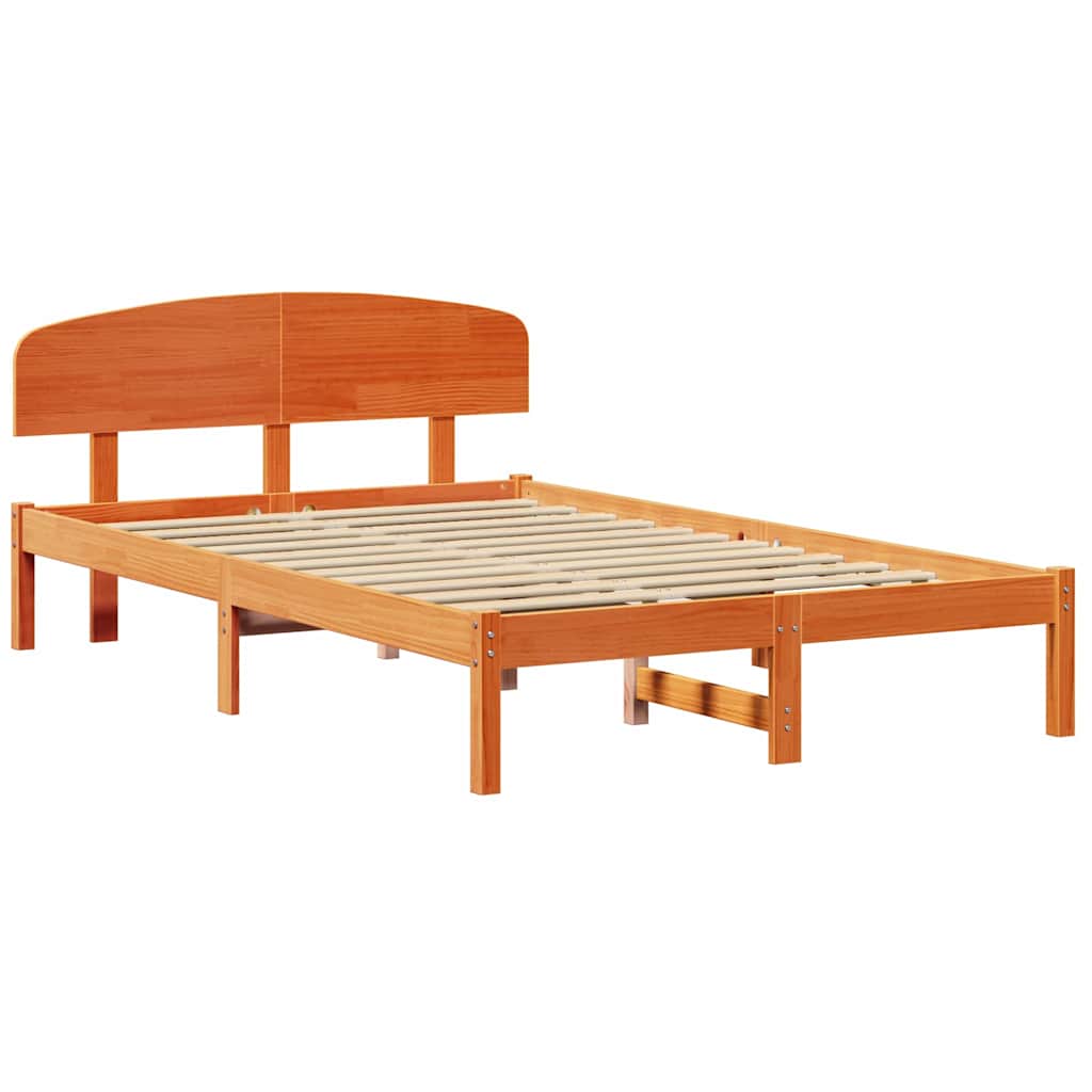Estrutura da cama com cabeceira marrom cera 140 x 190 cm