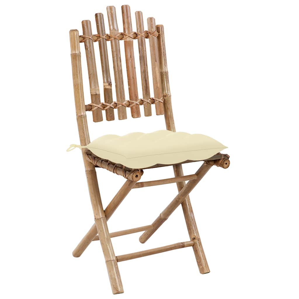 Cadeiras de jardim dobráveis c/ almofadões 2 pcs bambu