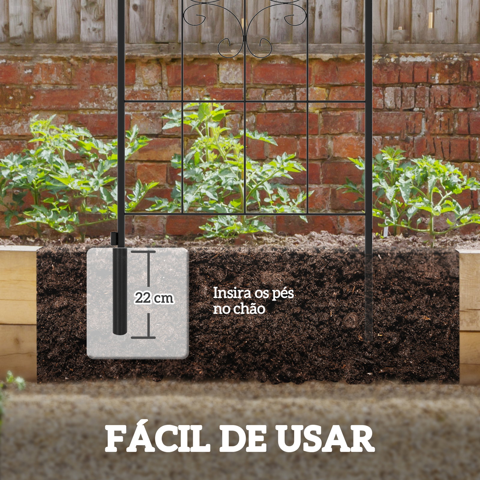 Conjunto de 2 treliças de jardim suportes para trepadeiras de aço para flores e plantas no jardim 50x180 cm preto