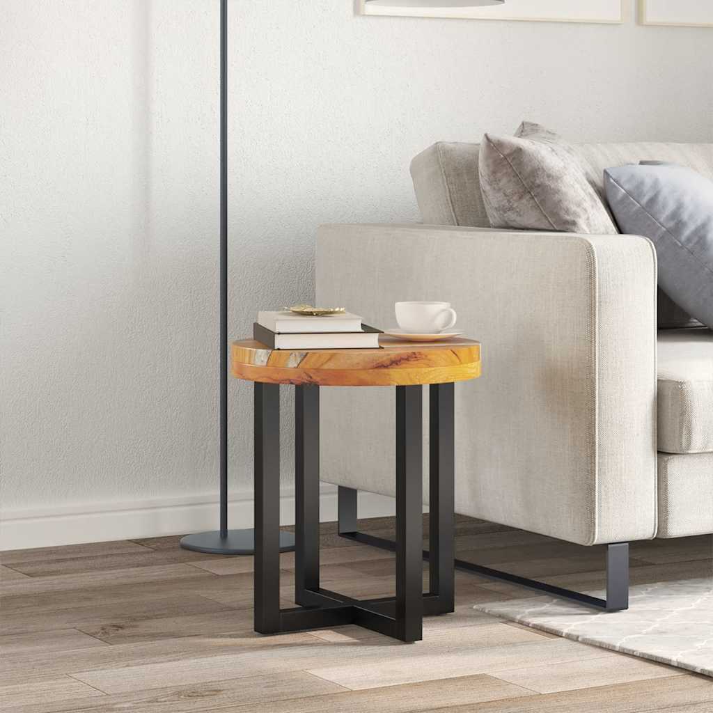 Mesa de centro 40x45 cm madeira de teca maciça e poliresina