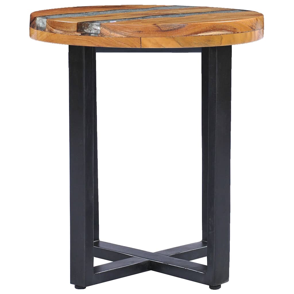Mesa de centro 40x45 cm madeira de teca maciça e poliresina