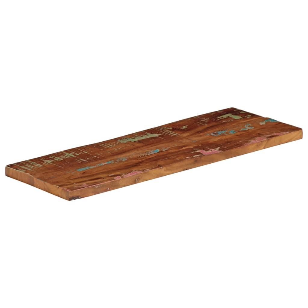 Tampo de mesa retangular 80x30x3,8 cm madeira recuperada maciça
