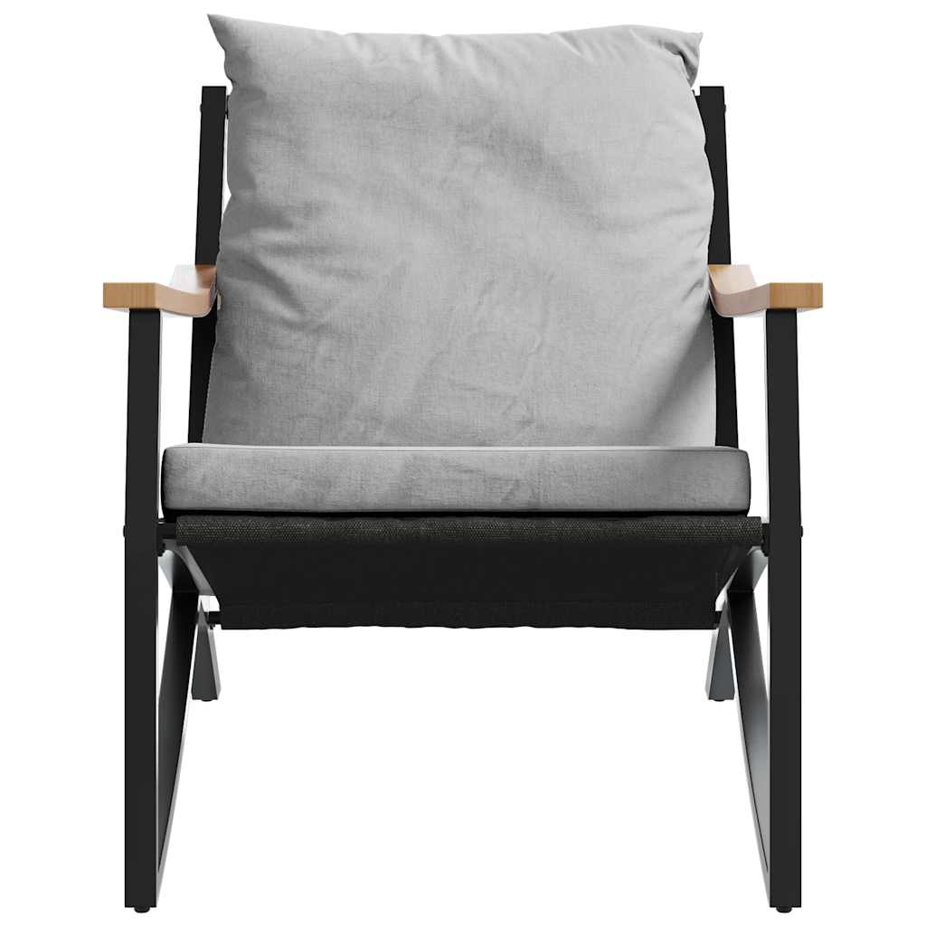 Cadeiras de jardim com almofadões 2 pcs aço preto