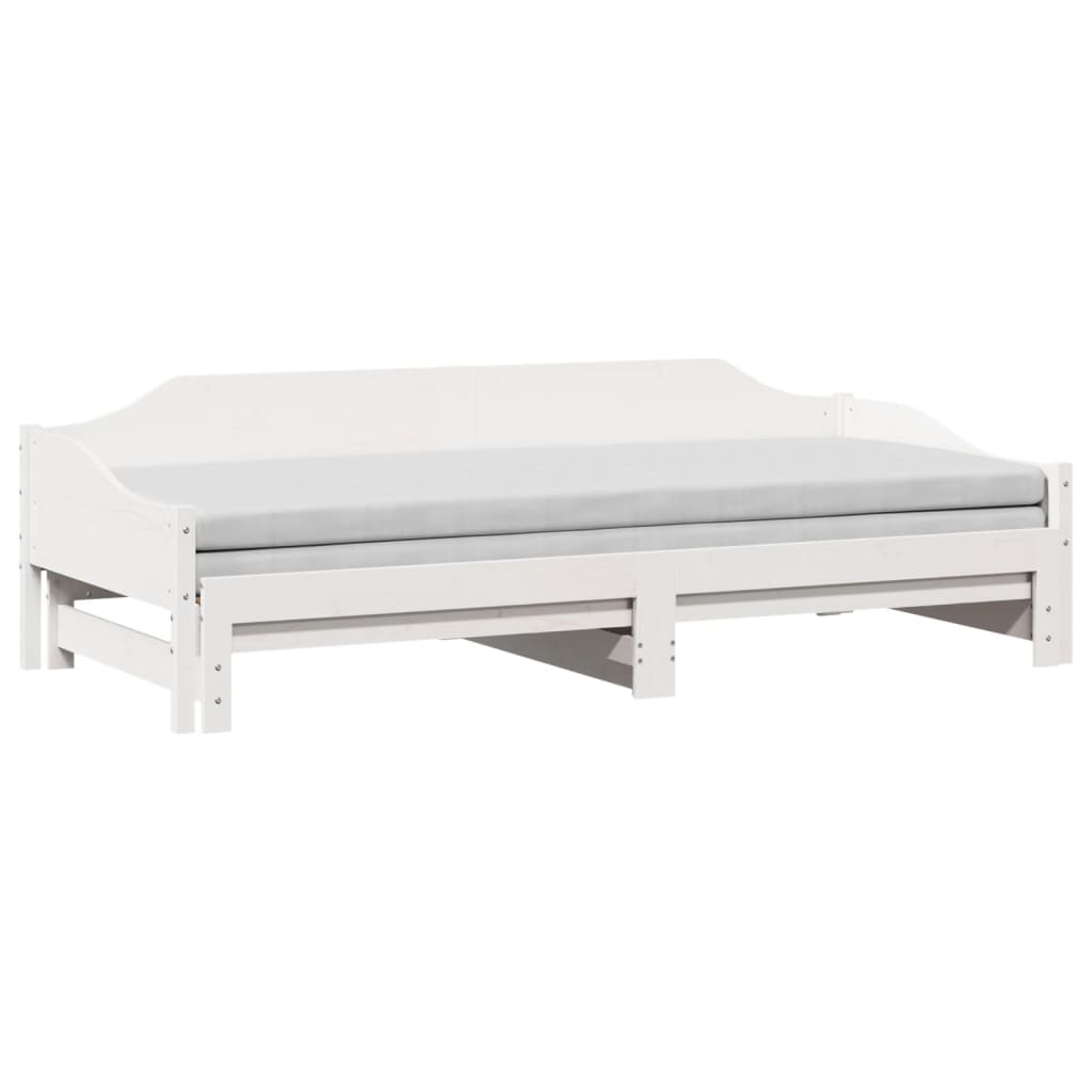 Sofá-cama com gavetão 90x200 cm madeira de pinho maciça branco
