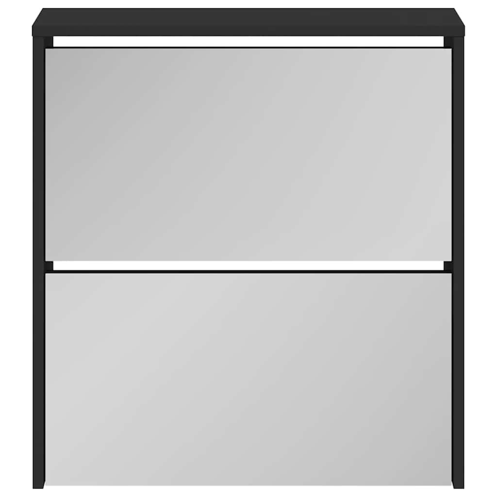 Sapateira com espelho de 2 divisórias 63x17x67cm preto