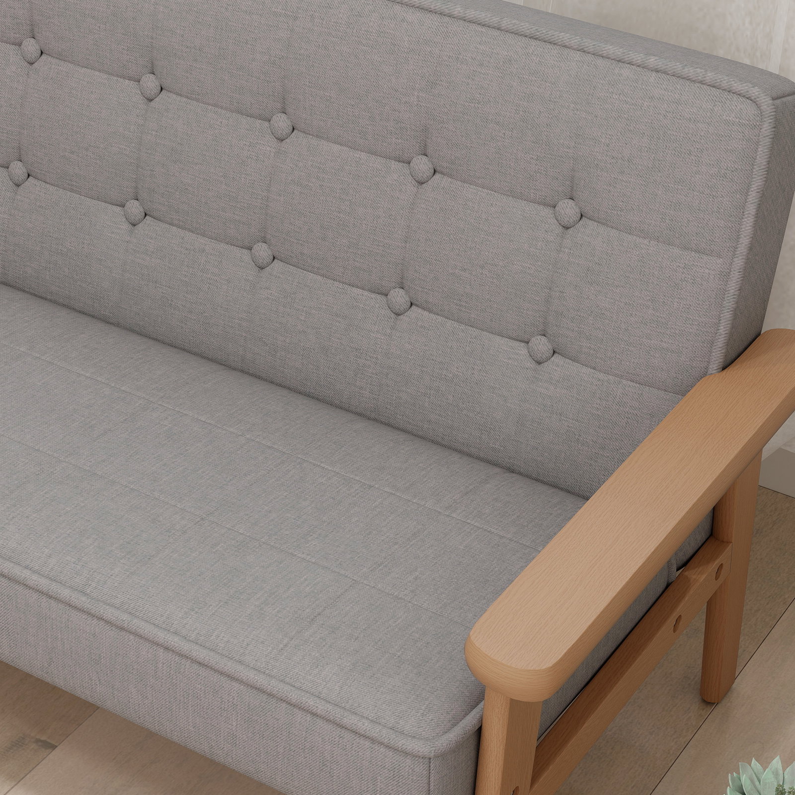 Sofá para crianças de 2 lugares poltrona infantil com estrutura de madeira assento e encosto acolchoados 77x42x48 cm cinzento