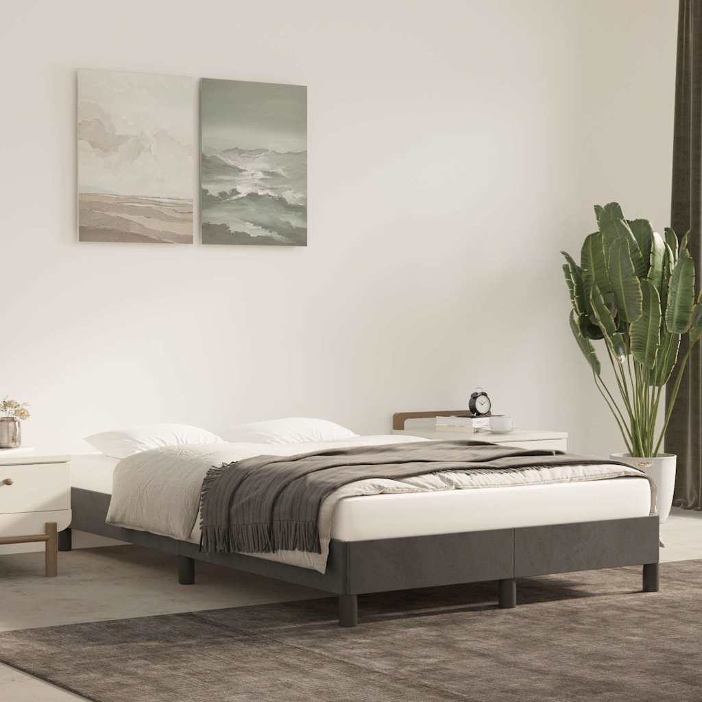 Estrutura de cama sem colchão 120x190 cm veludo cinza escuro