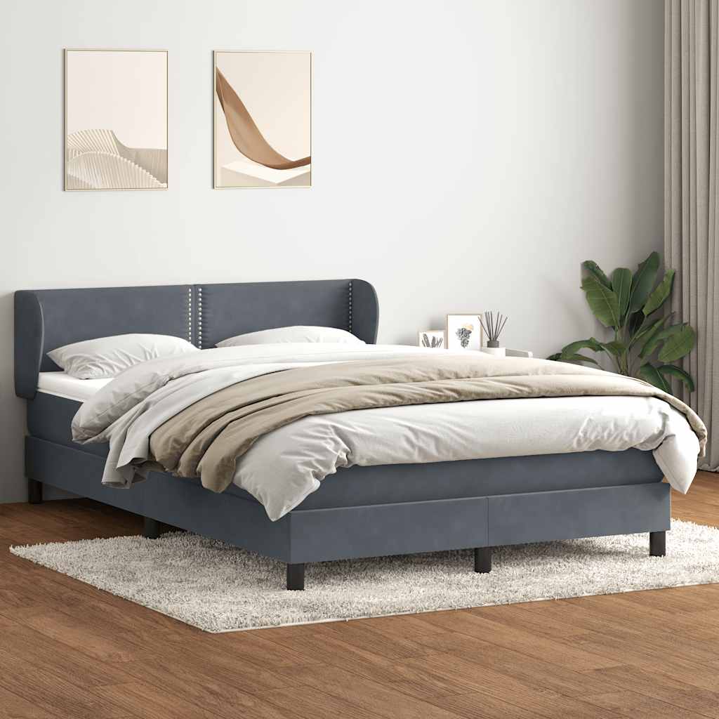 Cama com molas/colchão 160x210 cm veludo cinzento-escuro