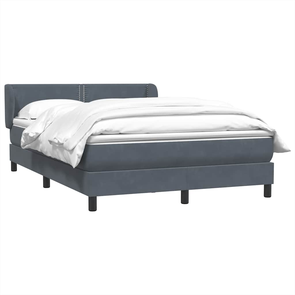 Cama com molas/colchão 160x210 cm veludo cinzento-escuro
