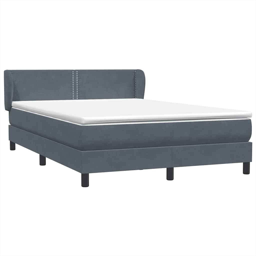 Cama com molas/colchão 160x210 cm veludo cinzento-escuro