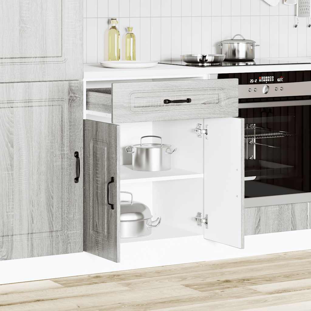 Armário baixo cozinha kalmar madeira engenharia sonoma cinzento