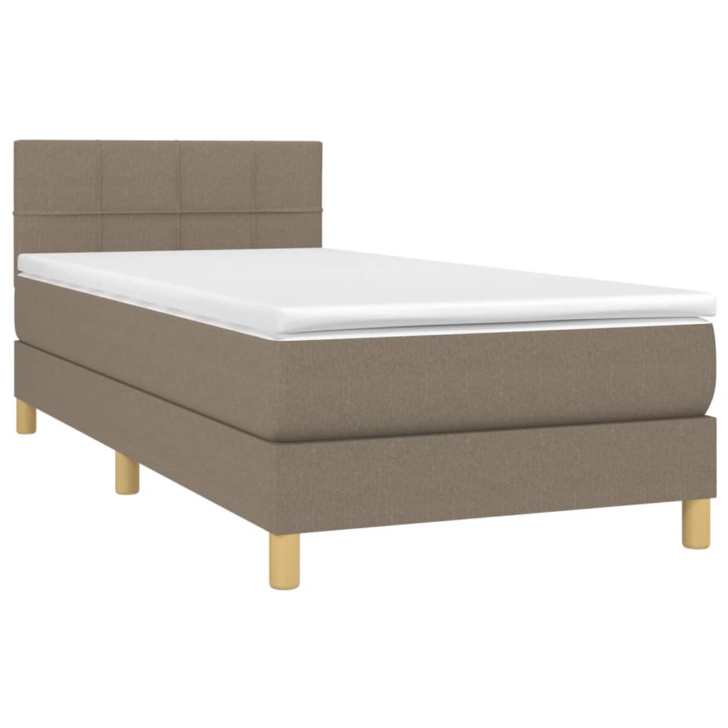 Cama box spring + colchão/LED 90x190cm tecido cinza-acastanhado
