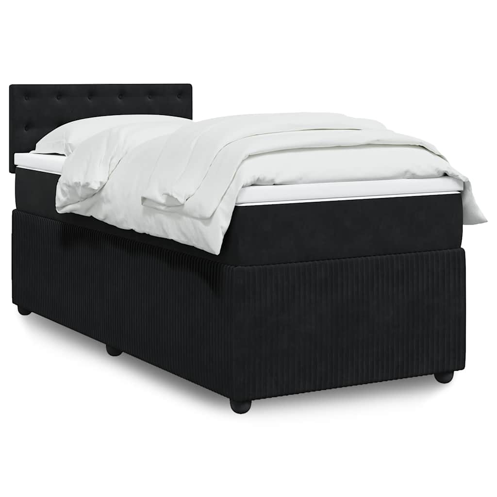 Cama com molas/colchão 90x200 cm veludo preto