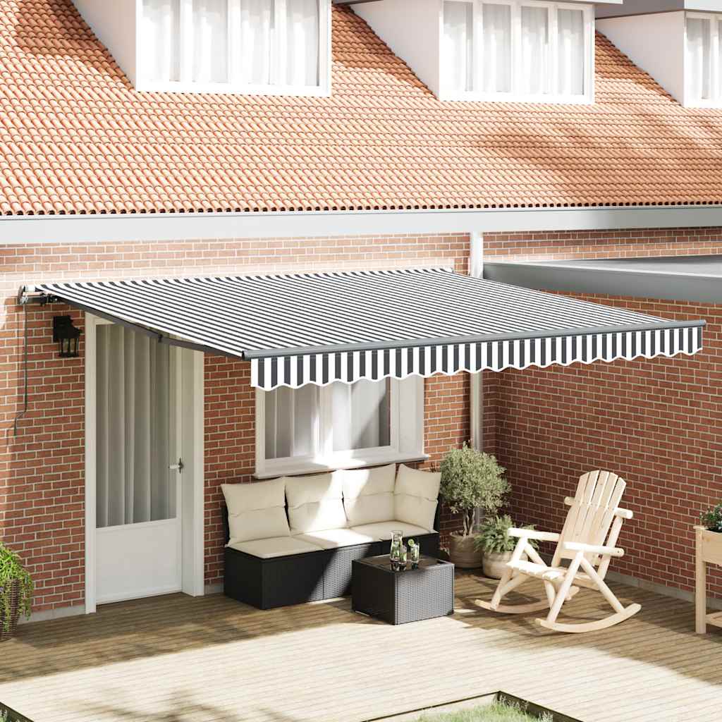 Toldo retrátil manual 400x300 cm antracite e branco