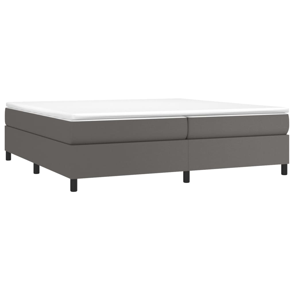 Cama com molas/colchão 200x200 cm couro artificial cinzento