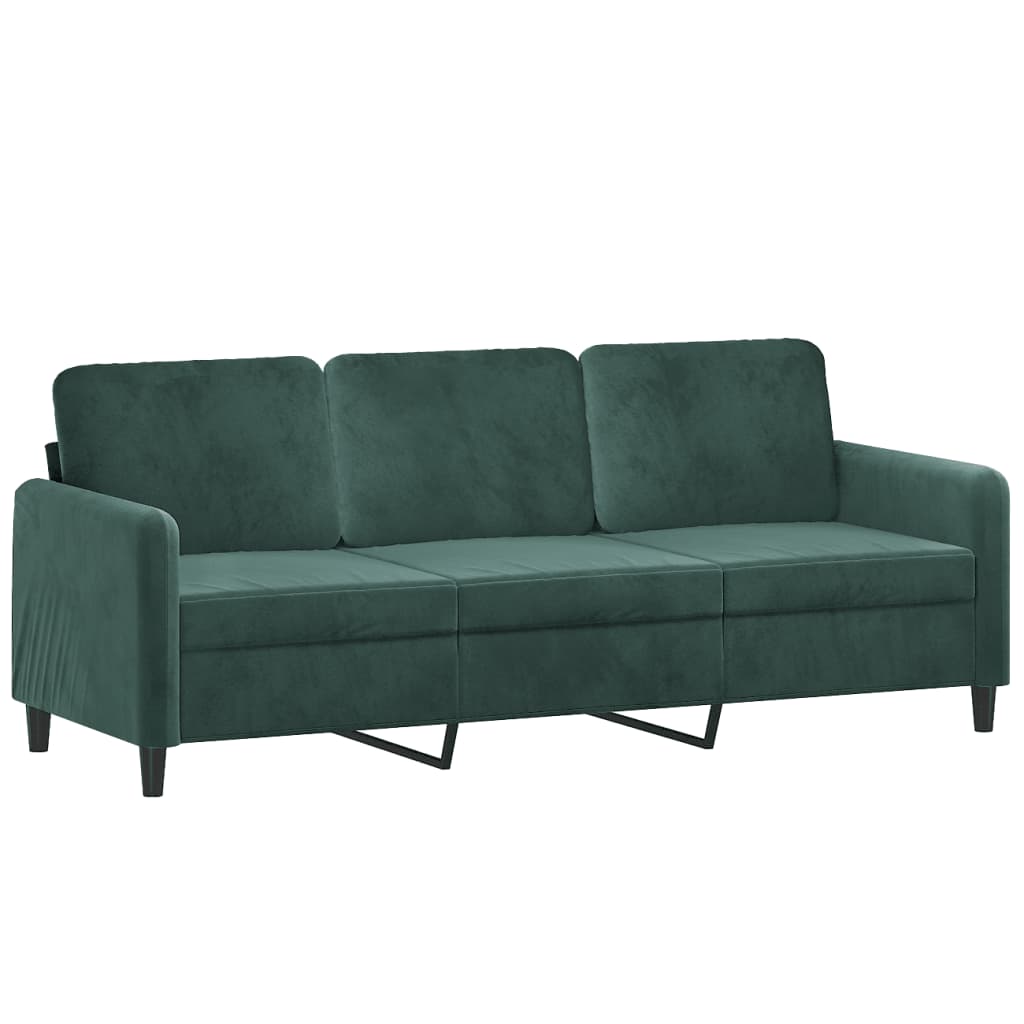 3 Pcs conjunto de sofás veludo verde-escuro