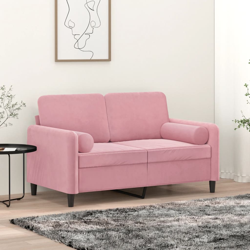 Almofadas decorativas 2 pcs ø15x50 cm veludo rosa
