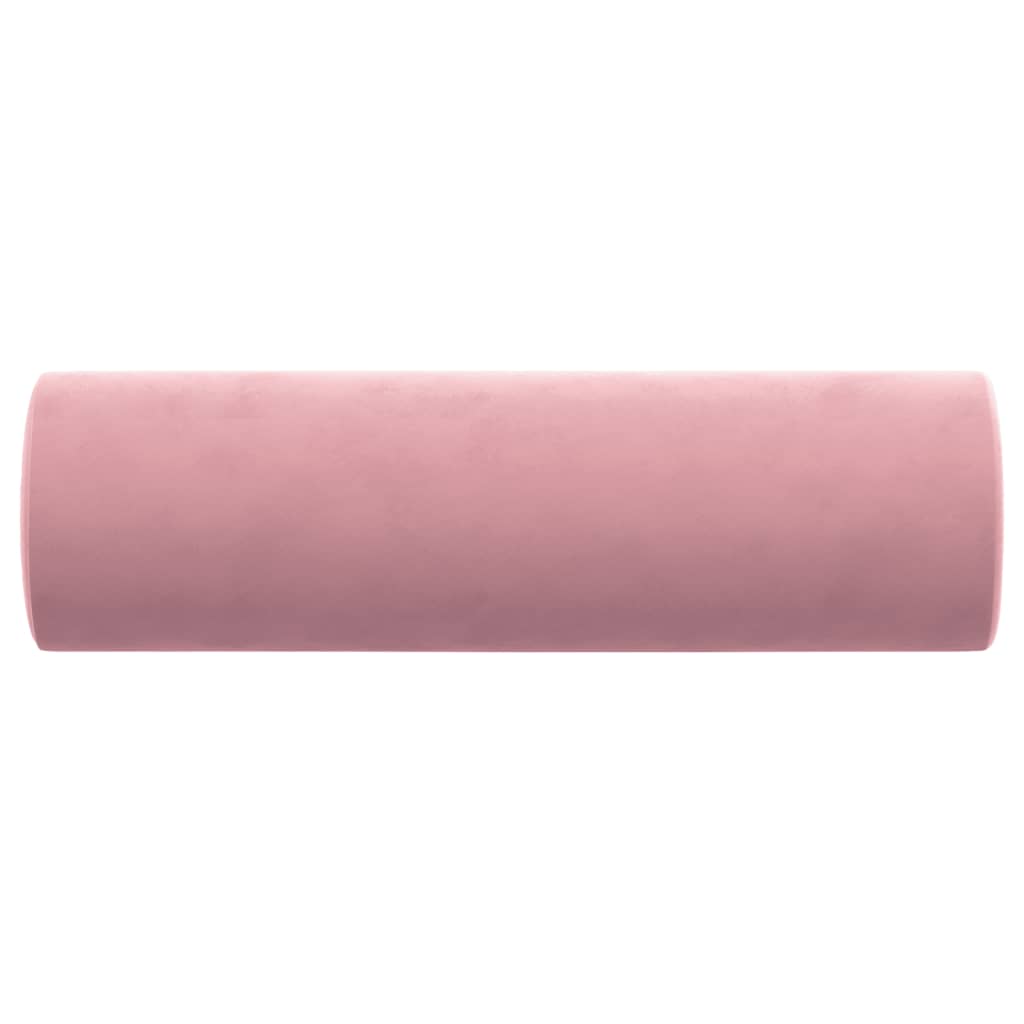 Almofadas decorativas 2 pcs ø15x50 cm veludo rosa
