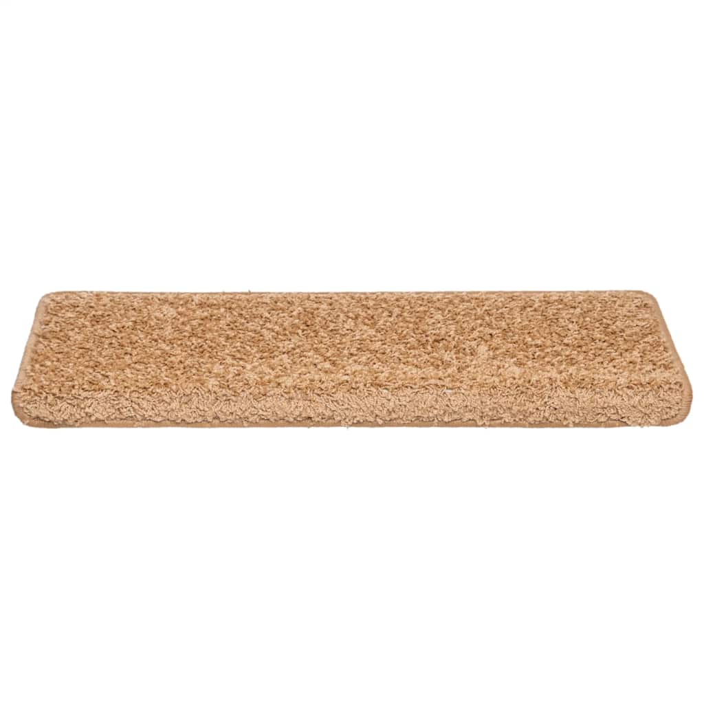 Tapetes de escada 30 peças 65x21x4 cm bege com borda retangular