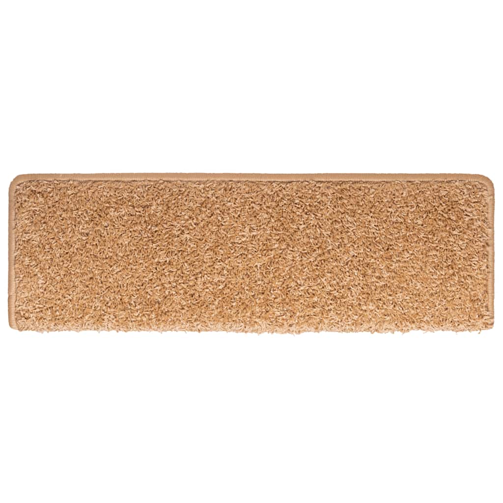Tapetes de escada 30 peças 65x21x4 cm bege com borda retangular