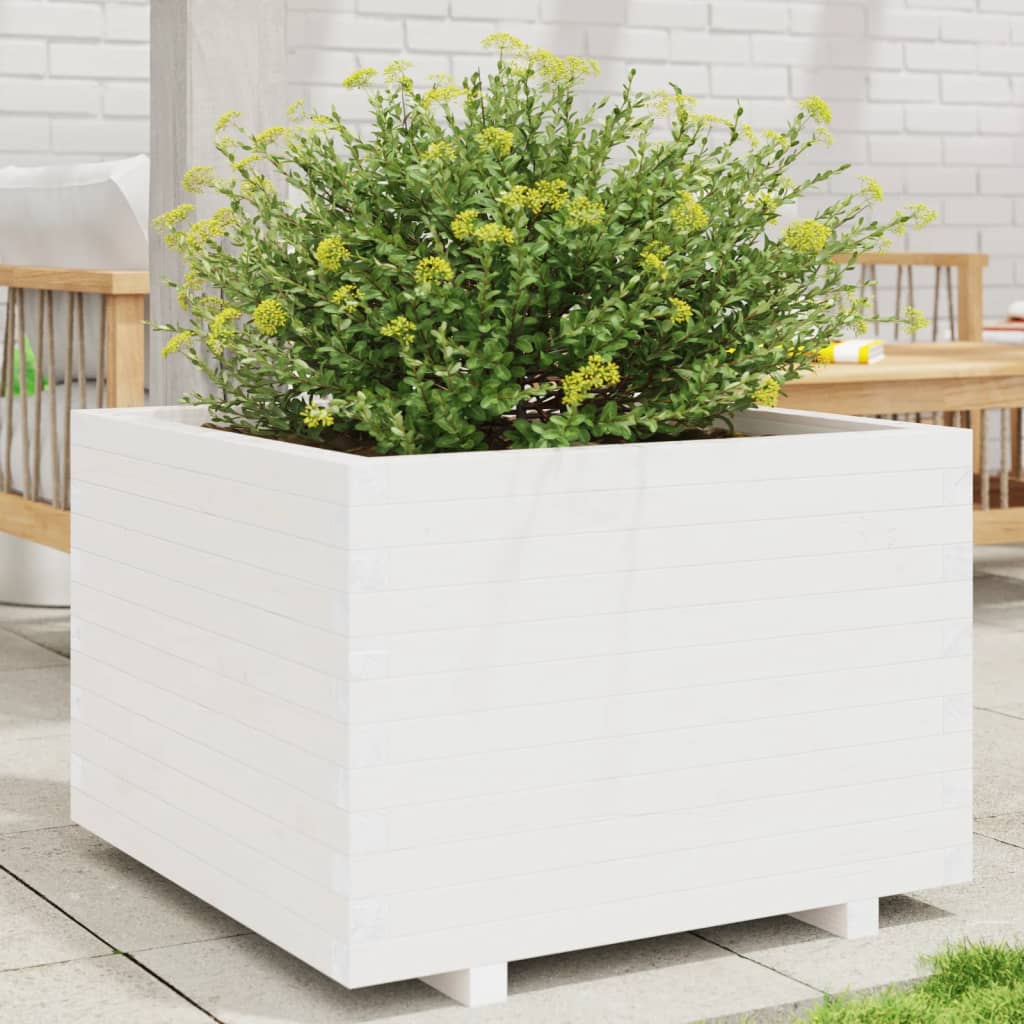 Vaso de jardim 70x70x49,5 cm madeira de pinho maciça branco
