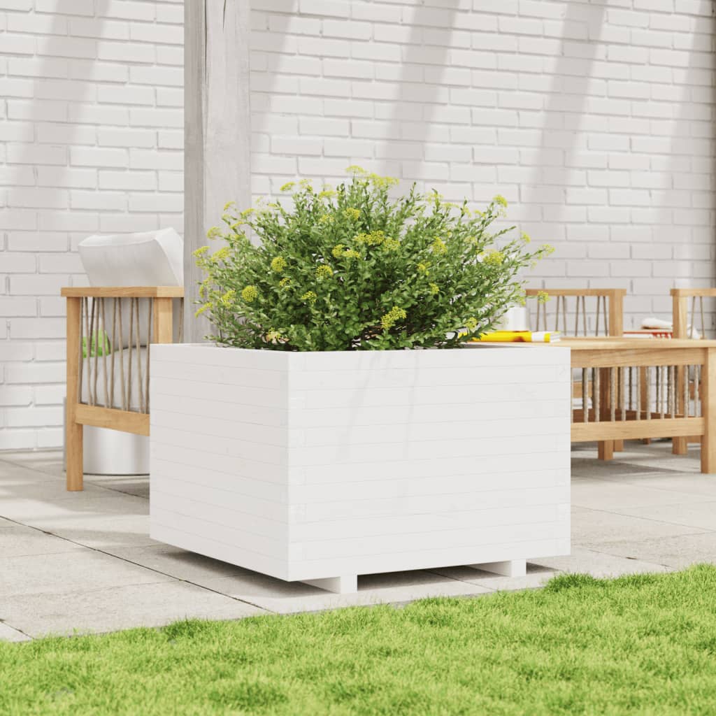Vaso de jardim 70x70x49,5 cm madeira de pinho maciça branco