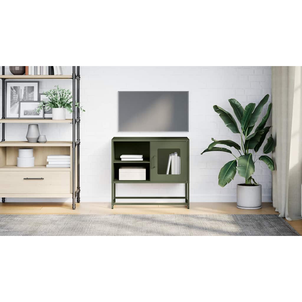 Móvel de TV 68x39x60,5 cm aço verde azeitona