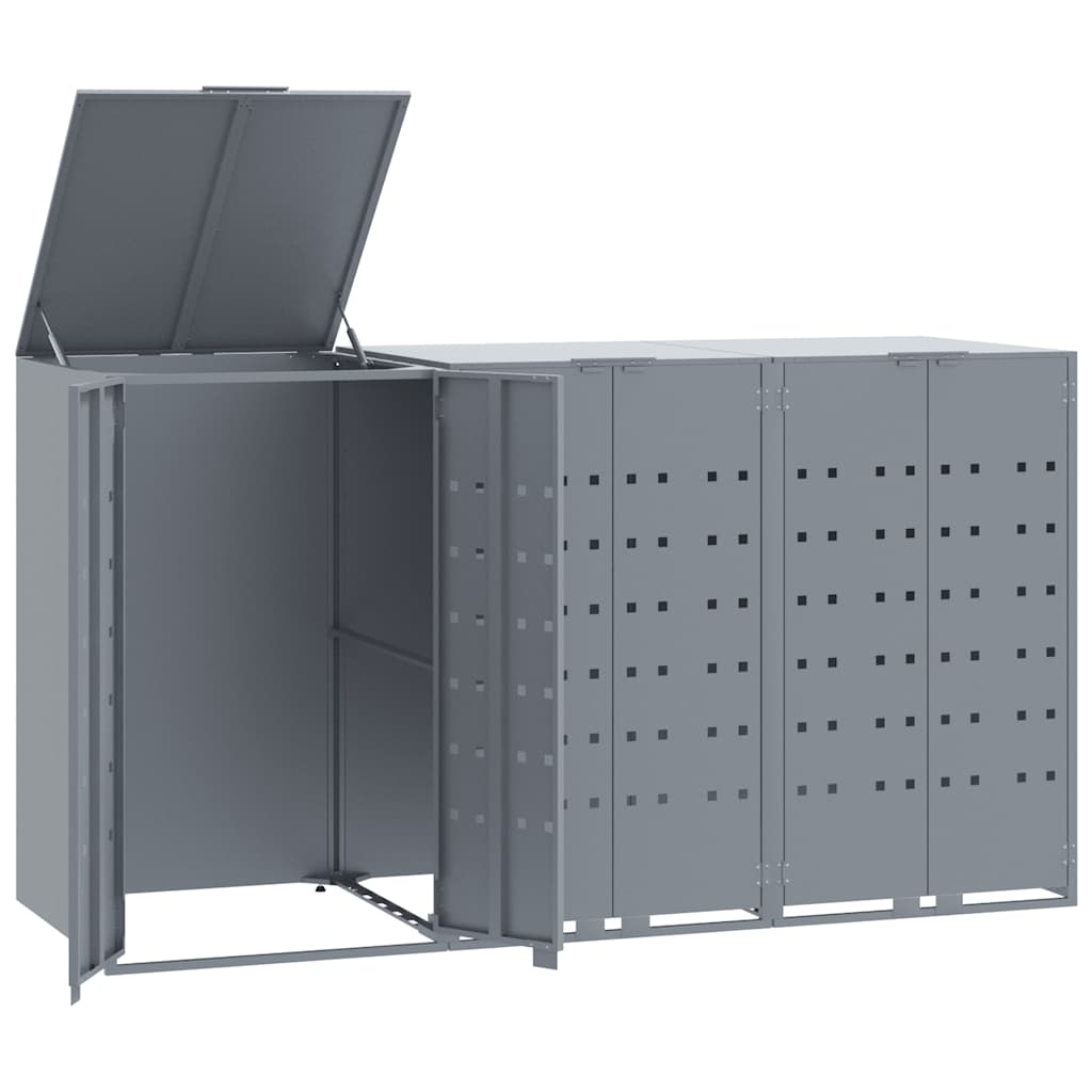 Abrigo para 3 caixotes do lixo 207x79x117 cm aço cinzento