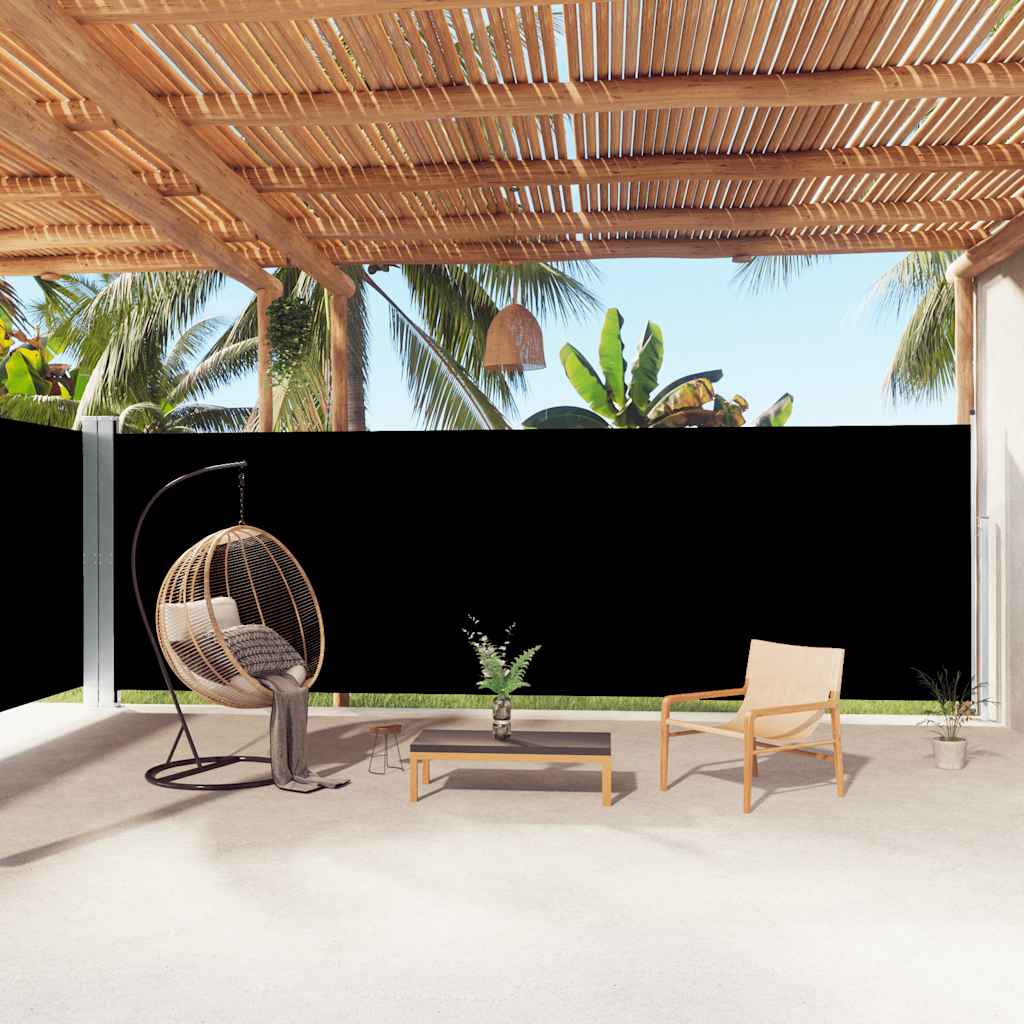 Toldo lateral retrátil 200x1000 cm preto