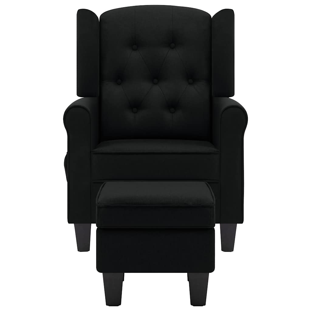 Poltrona de massagens com apoio de pés tecido preto