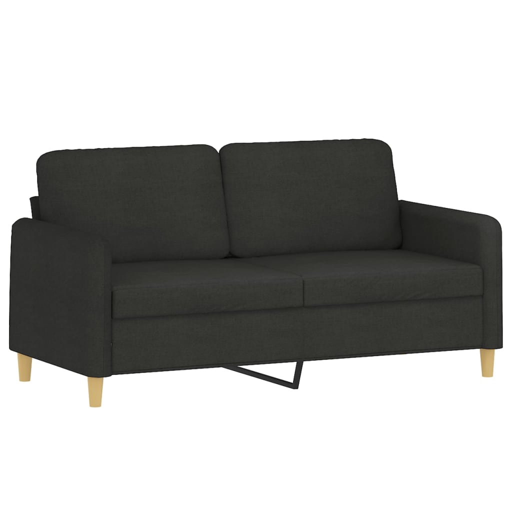 3 Pcs conjunto de sofás com almofadões tecido preto