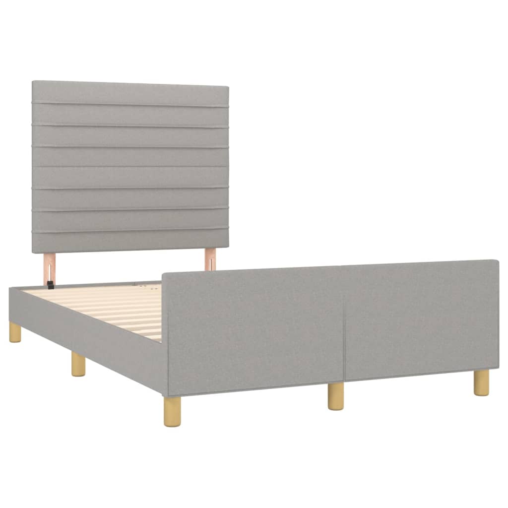 Estrutura de cama sem colchão cinza claro tecido