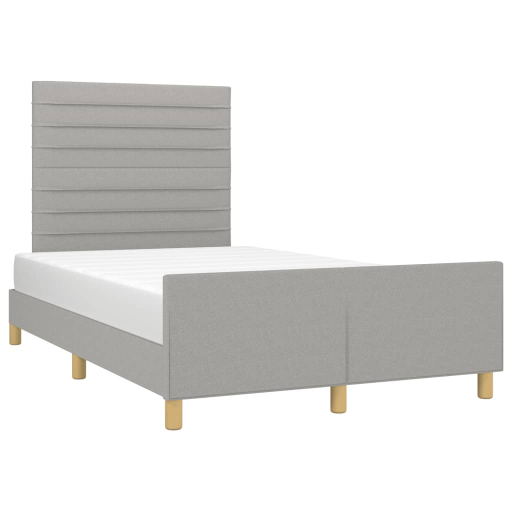 Estrutura de cama sem colchão cinza claro tecido