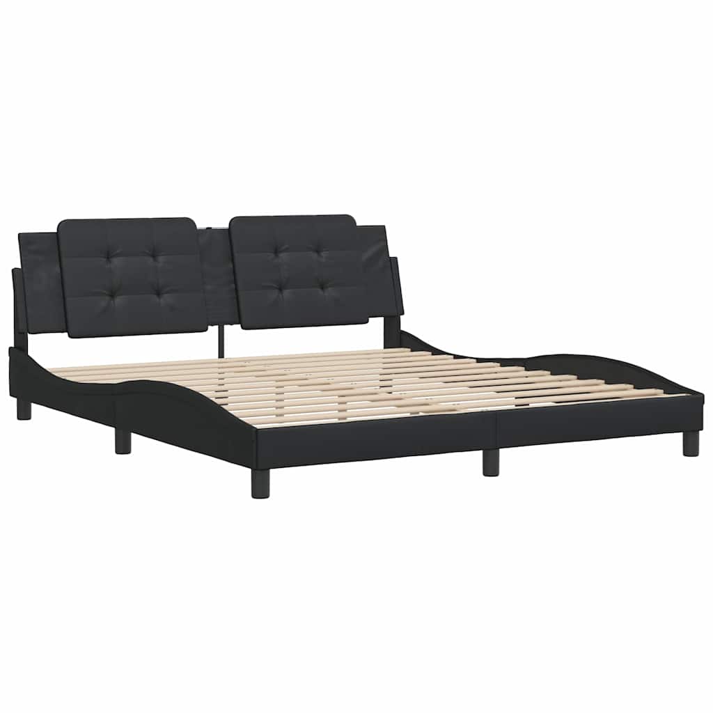 Estrutura de cama sem colchão zadar 180x200cm couro artificial preto