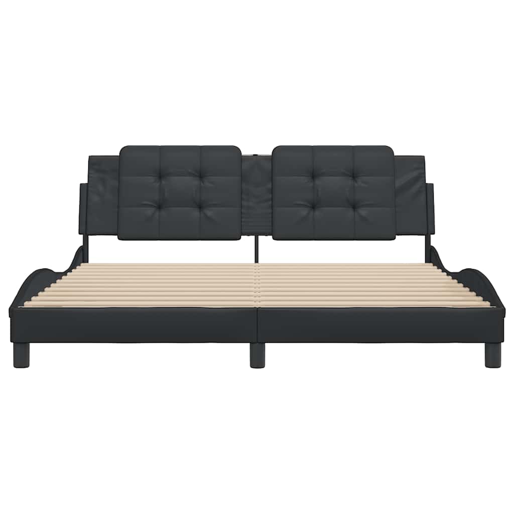 Estrutura de cama sem colchão zadar 180x200cm couro artificial preto