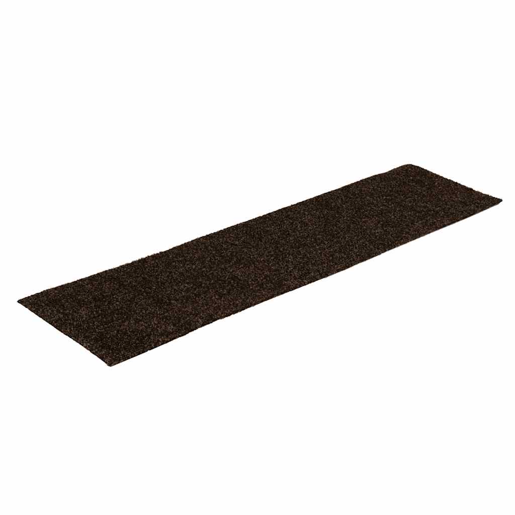 Tapetes de escada autoadesivos 30 peças 76x20 cm marrom retangular